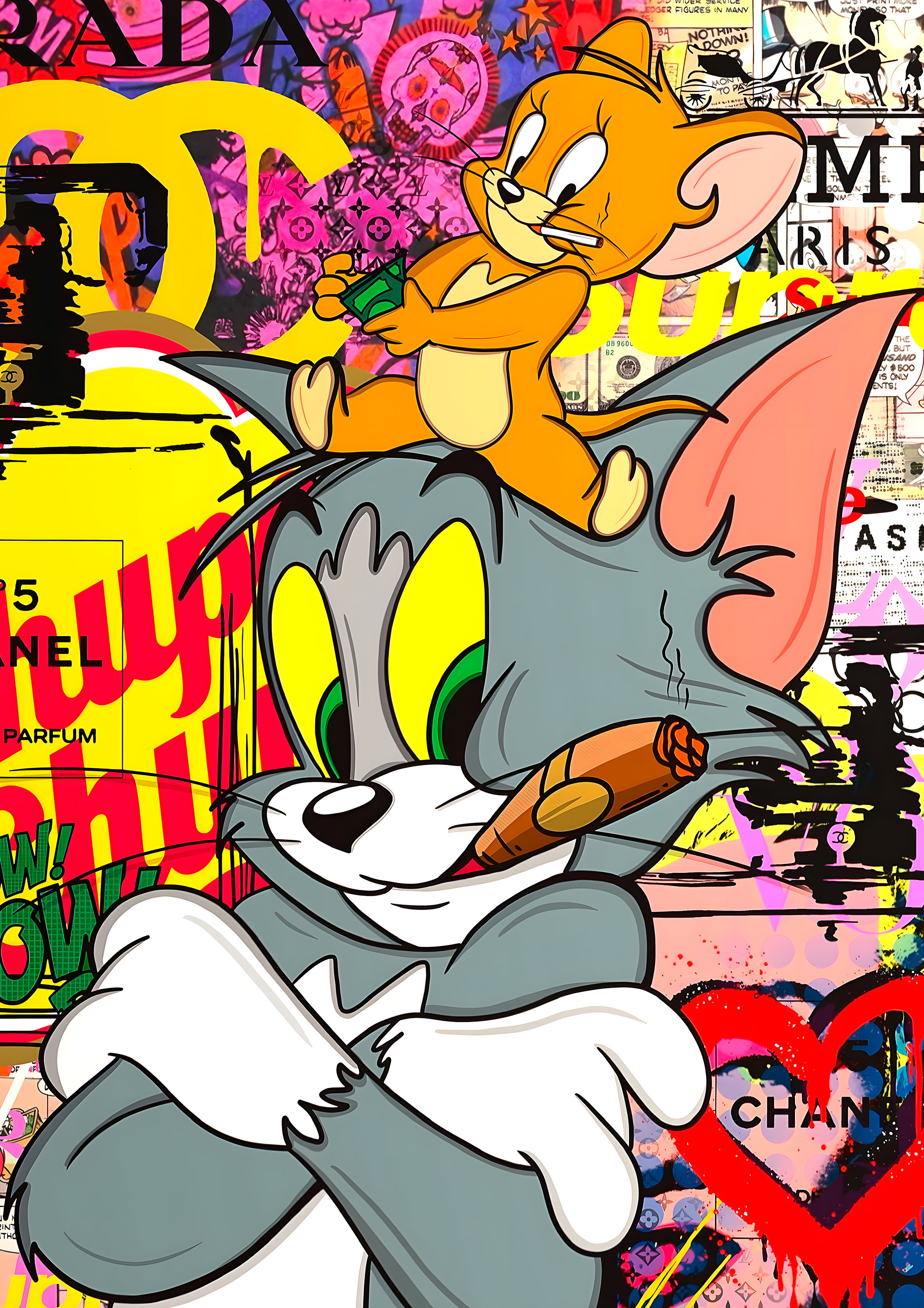 Tom and Jerry Smoking metal poster artwork